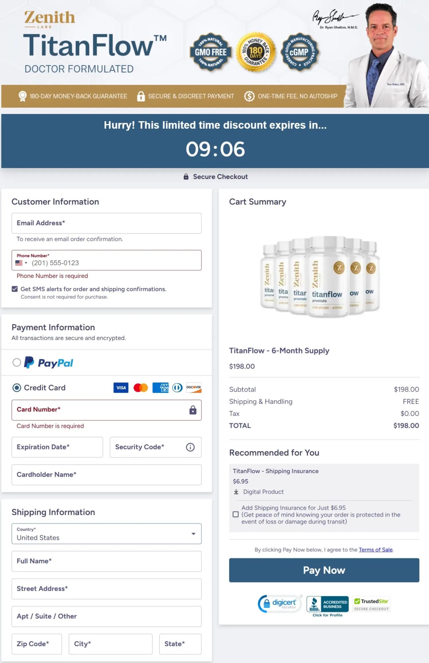 TitanFlow checkout page